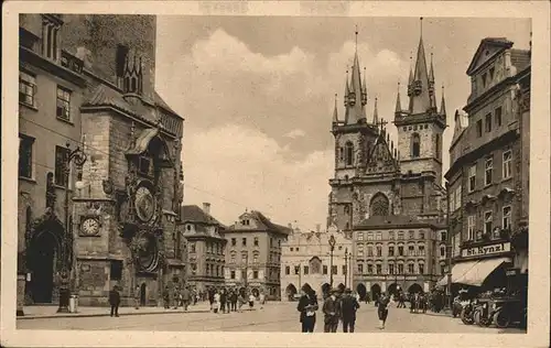 Prag Prahy Prague Staromestska namesti Tynsky chram Altstaedter Ringplatz Rathausuhr Teynkirche Kat. Praha