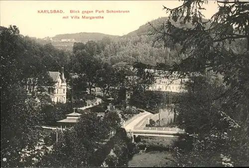 Karlsbad Eger Boehmen Park Schoenbrunn mit Villa Margarethe Kat. Karlovy Vary