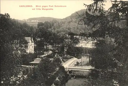 Karlsbad Eger Boehmen Park Schoenbrunn mit Villa Margarethe Kat. Karlovy Vary