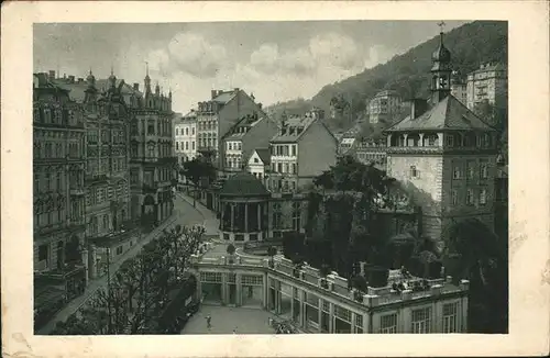 Karlovy Vary Zamecky vrch s pramenem Schlossbrunnen und Stadtturm  / Karlovy Vary /