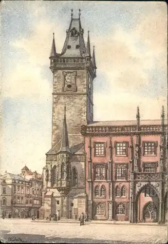 Prag Prahy Prague Staromestska radnice Altstaedter Rathaus Kuenstlerkarte Kat. Praha