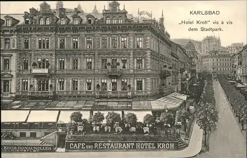 Karlsbad Eger Boehmen Hotel Kroh am Stadtpark Kat. Karlovy Vary