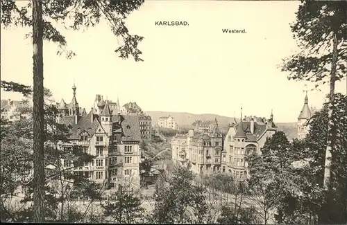 Karlsbad Eger Boehmen Westend Villenkolonie handkoloriert Kat. Karlovy Vary