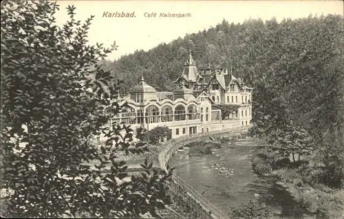 Karlsbad Eger Boehmen Cafe Kaiserpark Kat. Karlovy Vary