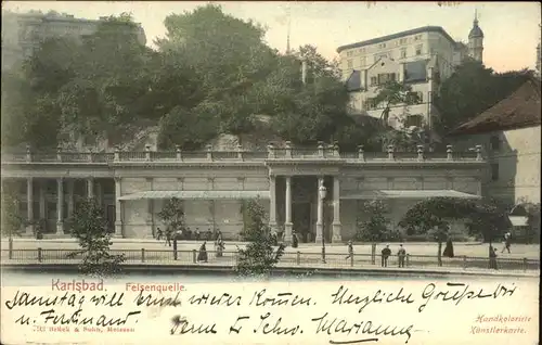 Karlsbad Eger Boehmen Felsenquelle handkoloriert Kat. Karlovy Vary