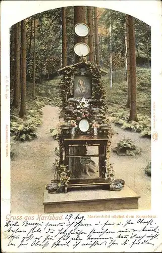 Karlsbad Eger Boehmen Marienbild im Wald bei dem Russelsitze Kat. Karlovy Vary