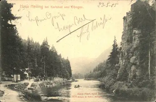 Karlsbad Eger Boehmen Hans Heiling Felsen an der Eger und Elbogen Kat. Karlovy Vary