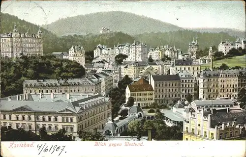 Karlsbad Eger Boehmen Blick gegen Westend Villenkolonie Kat. Karlovy Vary