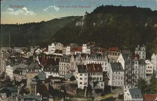 Karlsbad Eger Boehmen Blick vom Cafe Panorama Kat. Karlovy Vary