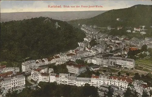 Karlsbad Eger Boehmen Blick von der Franz Josef Warte Kat. Karlovy Vary