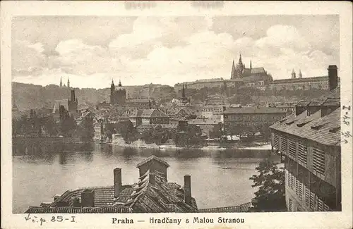 Prag Prahy Prague Hradcany s Malou Stranou Burg Hradschin Kleinseite Veitsdom Moldau Kat. Praha