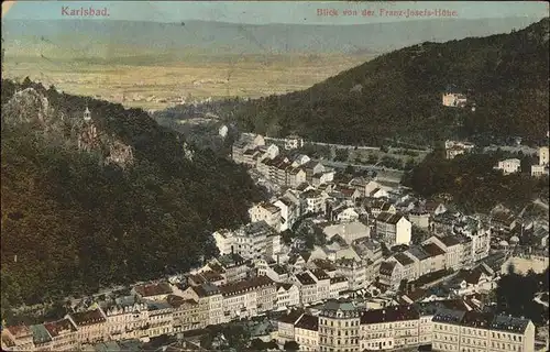 Karlsbad Eger Boehmen Blick von der Franz Josefs Hoehe Kat. Karlovy Vary