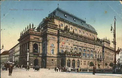 Prag Prahy Prague Narodni divadlo Nationaltheater Stempel Kat. Praha