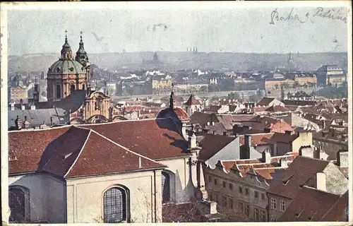 Prag Prahy Prague Vyhlidka s Petrina Blick vom Laurenziberg Kirche Kat. Praha