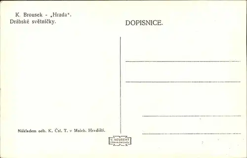 Mnichovo Hradiste Drabske svetnicky Felsburgruine Kuenstlerkarte K. Brousek Kat. Muenchengraetz