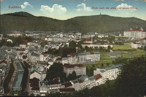 Karlsbad Eger Boehmen Blick nach Alte und Neue Wiese Kat. Karlovy Vary