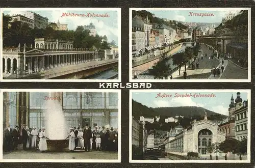 Karlsbad Eger Boehmen Muehlbrunn Kolonnade Kreuzgasse Sprudel aeussere Sprudelkolonnade Kat. Karlovy Vary