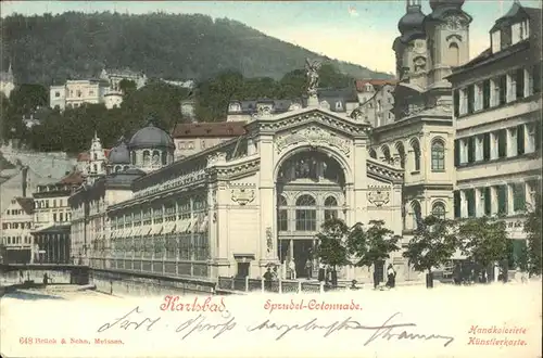 Karlsbad Eger Boehmen aeussere Sprudelkolonnade handkoloriert Kat. Karlovy Vary