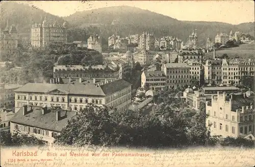 Karlsbad Eger Boehmen Blick auf Westend Villenkolonie von der Panoramastrasse Kat. Karlovy Vary