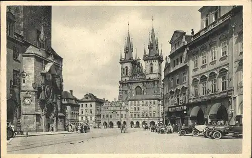 Prag Prahy Prague Staromestsky orloj Tynsky chram Altstaedter Rathausuhr Teinkirche  Kat. Praha