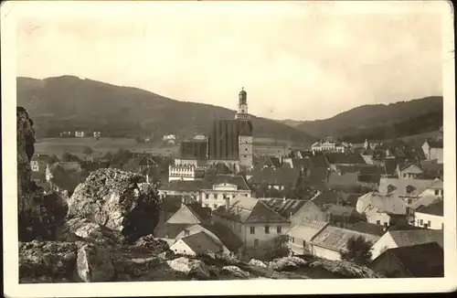 Prachatice Pohled ze Skalky Ortsansicht mit Kirche vom Skalky Berg Kat. Prachatitz