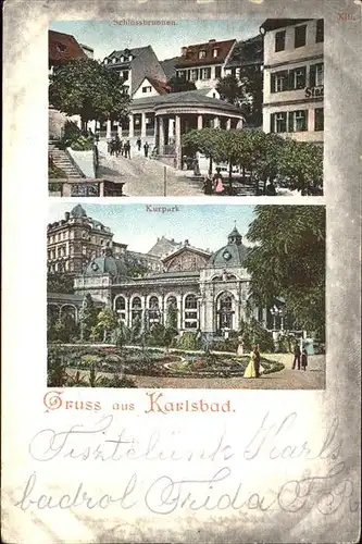 Karlsbad Eger Boehmen Schlossbrunnen Kurpark Kat. Karlovy Vary