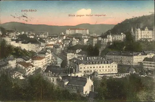 Karlsbad Eger Boehmen Blick gegen Hotel Imperial Kat. Karlovy Vary