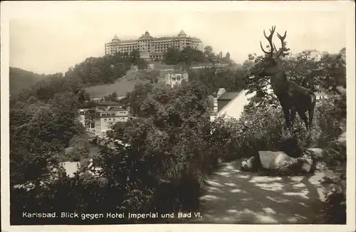 Karlsbad Eger Boehmen Blick gegen Hotel Imperial und Bad VI Hirsch Kat. Karlovy Vary