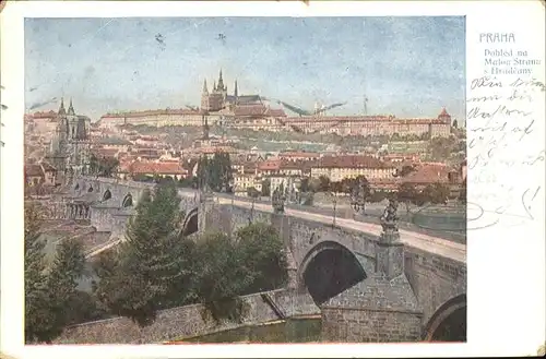 Prag Prahy Prague Pohled na Malou Stranu s Hradcany Karlsbruecke Kleinseite Hradschin Prager Burg Kat. Praha