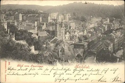 Karlsbad Eger Boehmen Blick vom Cafe Panorama Kat. Karlovy Vary