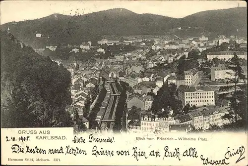 Karlsbad Eger Boehmen Blick vom Friedrich Wilhelm Platz Kat. Karlovy Vary