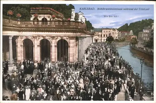 Karlsbad Eger Boehmen Muehlbrunn Kolonnade waehrend der Trinkzeit Kat. Karlovy Vary