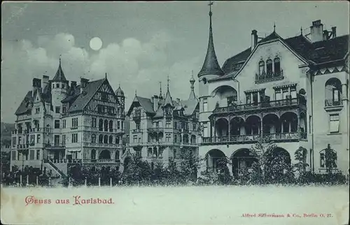 Karlsbad Eger Boehmen Westend Villenkolonie im Mondschein Kat. Karlovy Vary