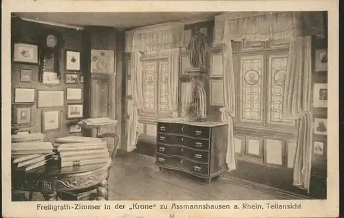Assmannshausen Freiligrath-Zimmer in der Krone zu Assmannshausen / Ruedesheim am Rhein /