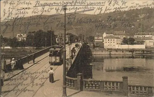 Trier Moselbruecke Strassenbahn Kat. Trier