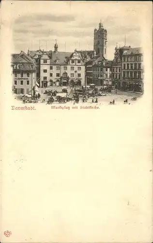 Darmstadt Marktplatz mit Stadtkirche Kat. Darmstadt