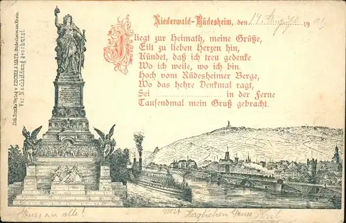 Ruedesheim Rhein Niederwalddenkmal Kat. Ruedesheim am Rhein