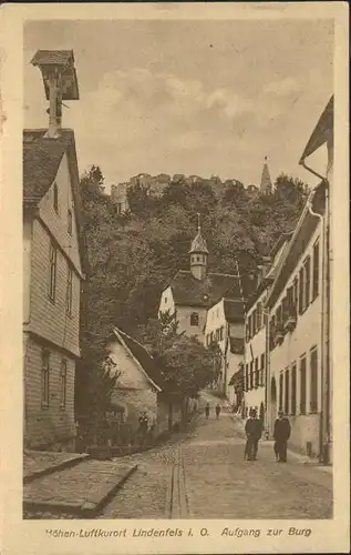 Lindenfels Odenwald Strassenpartie mit Burg Kat. Lindenfels