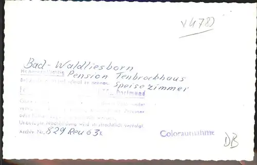 Bad Waldliesborn Innenansicht von der Pension Tenbrockhaus (Speisezimmer) Kat. Lippstadt