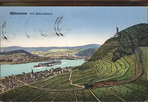 Ruedesheim Rhein mit Niederwalddenkmal Kat. Ruedesheim am Rhein