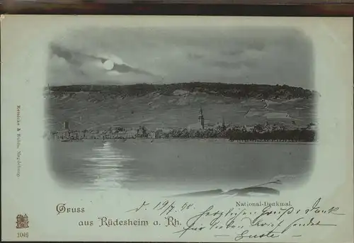Ruedesheim Rhein im Mondschein (Bahnpoststempel) Kat. Ruedesheim am Rhein