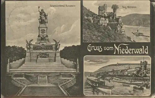 Ruedesheim Rhein Nationaldenkmal auf dem Niederwald Kat. Ruedesheim am Rhein