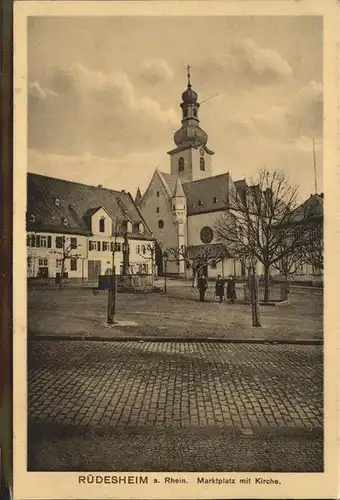 Ruedesheim Rhein Marktplatz mit Kirche Kat. Ruedesheim am Rhein
