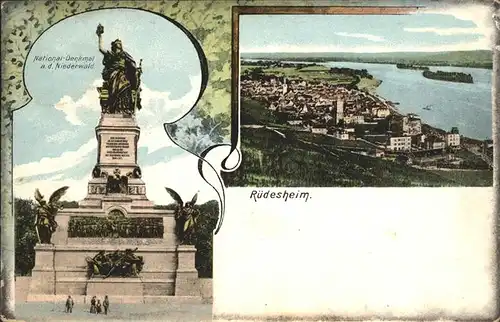 Ruedesheim Rhein mit Nationaldenkmal Kat. Ruedesheim am Rhein