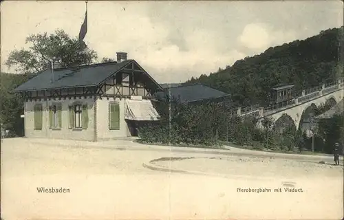 Wiesbaden Nerobergbahn mit Viadukt Kat. Wiesbaden