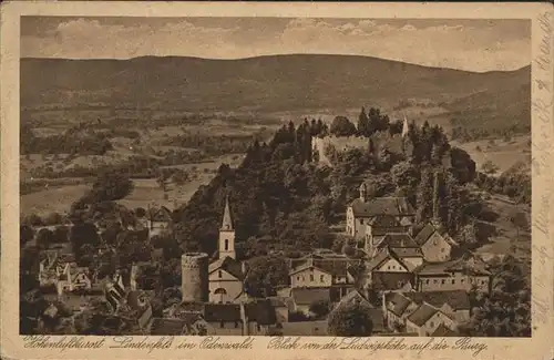 Lindenfels Odenwald Blick auf die Burg Kat. Lindenfels