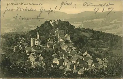 Lindenfels Odenwald Blick von der Ludwigshoehe Kat. Lindenfels