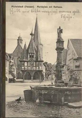 Michelstadt Marktplatz mit Rathaus u.Brunnen Kat. Michelstadt