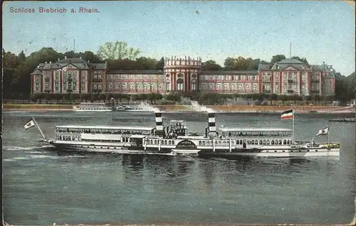 Biebrich Wiesbaden Schloss u.Dampfschiff / Wiesbaden /Wiesbaden Stadtkreis