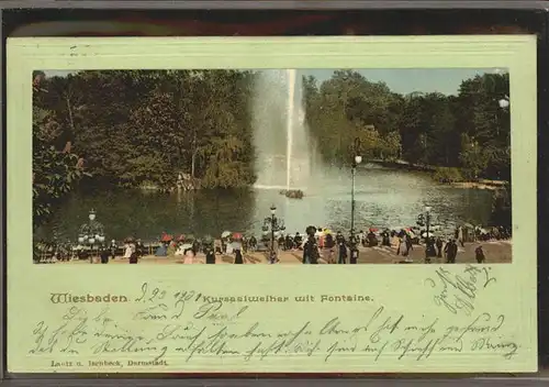 Wiesbaden Kursaalweiher mit Fontaine Kat. Wiesbaden